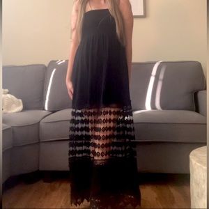 Strapless black lacy sundress size small